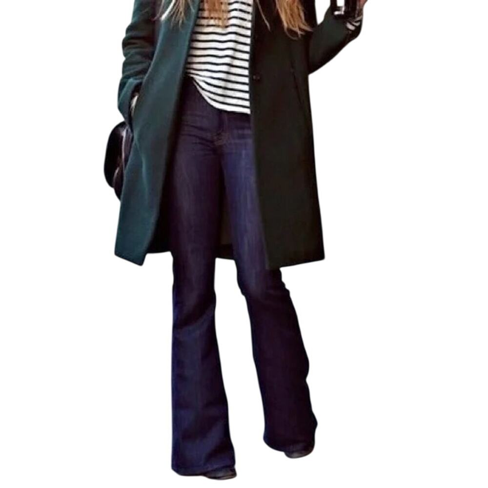 J Crew High Heel Flares Jeans Size 30 Dark Wash Denim Wide Leg Trouser Style